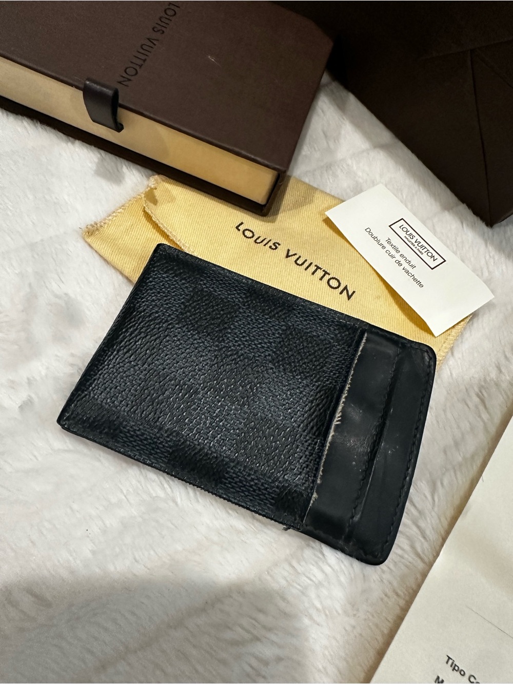 Authentic Louis Vuitton Navy Blue Leather Slim Card Holder